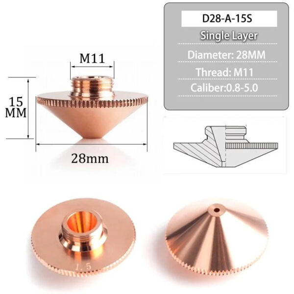 Laser cutting head nozzle D28-A-15S