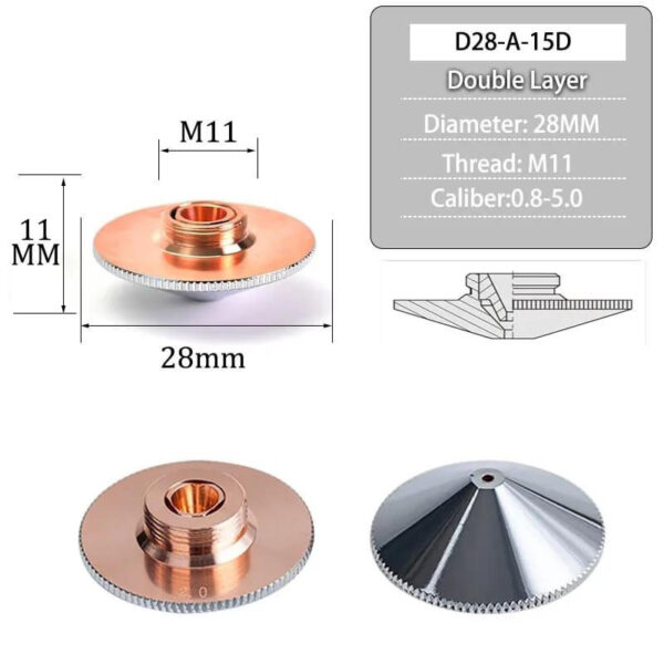 Laser cutting head nozzle D28-A-15D